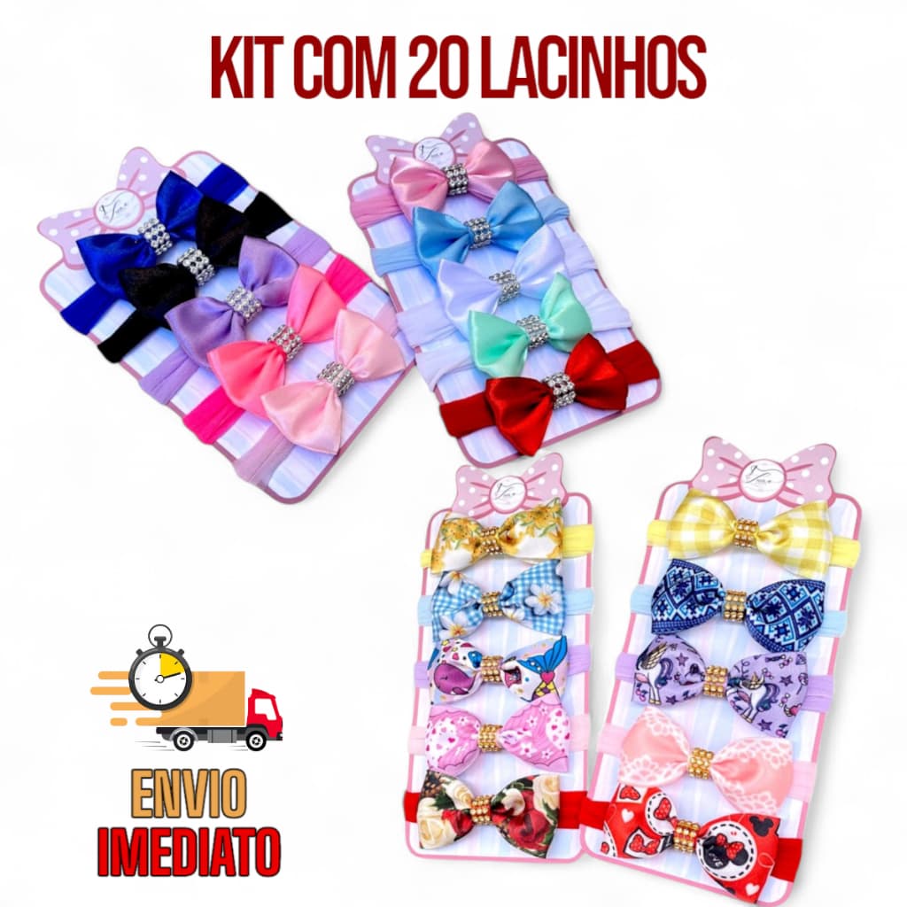 Kit 20 lacinho de bebê Faixas Laço para Bebê Recém Lacinho Infantil Faixinha de bebe menina