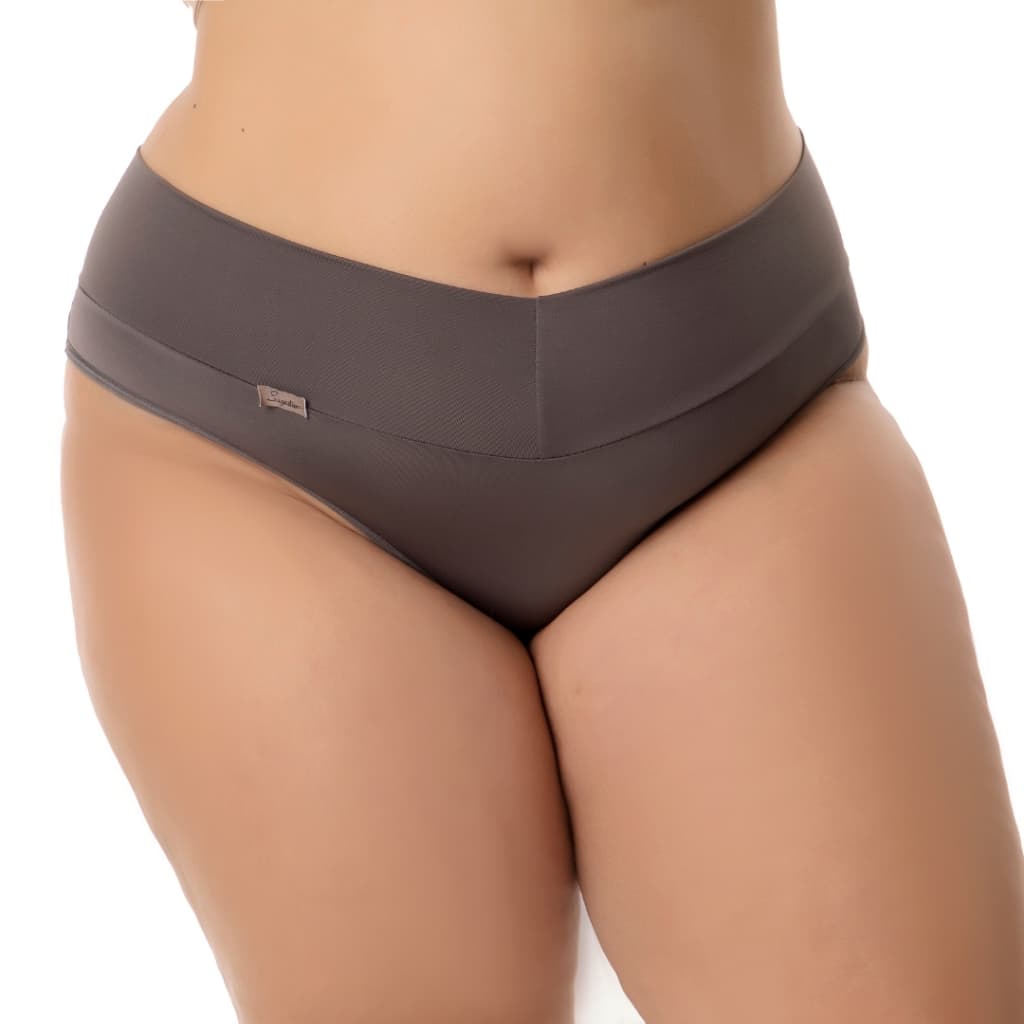 Calcinha Plus Size Modeladora Cós Alto Duplo Fio Duplo.