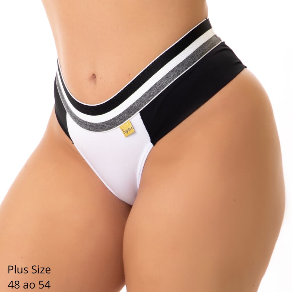 kit 10 Calcinha Plus Size Lateral Dupla Bicolor Elastico Cintura Tanga Conforto Calsinha 1075