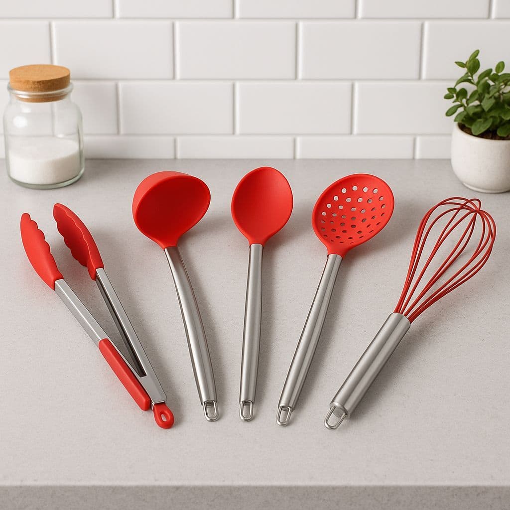 Utensílios De Cozinha Silicone Cabo Inox Premium