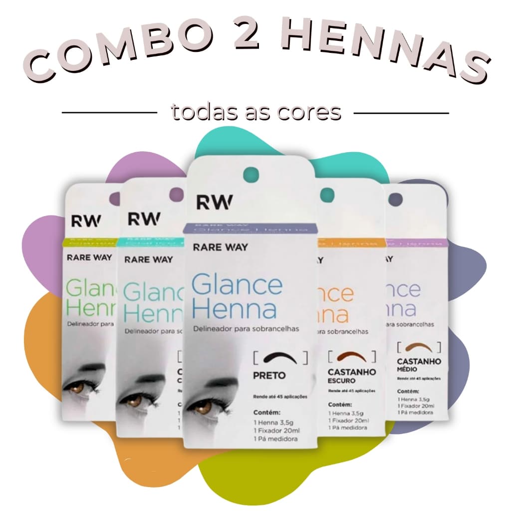 Henna Para Sobrancelha Glance Kit com 2 Unidades Todas as Cores Longa Duração Design Profissional