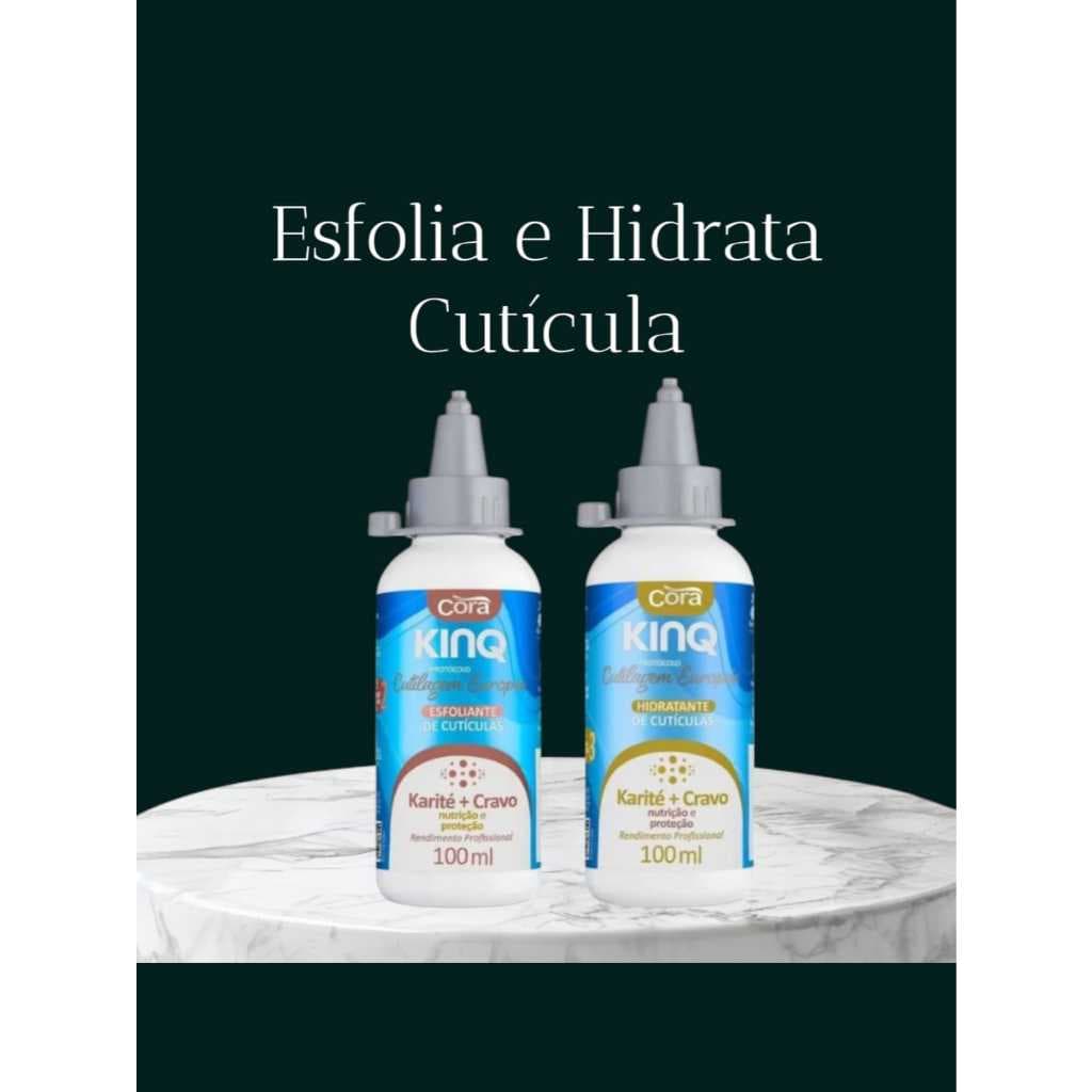 Kit Cuidados: Kinq Esfoliante Mais KinQ Hidratante Karité + Cravo Para Cutículas Cora