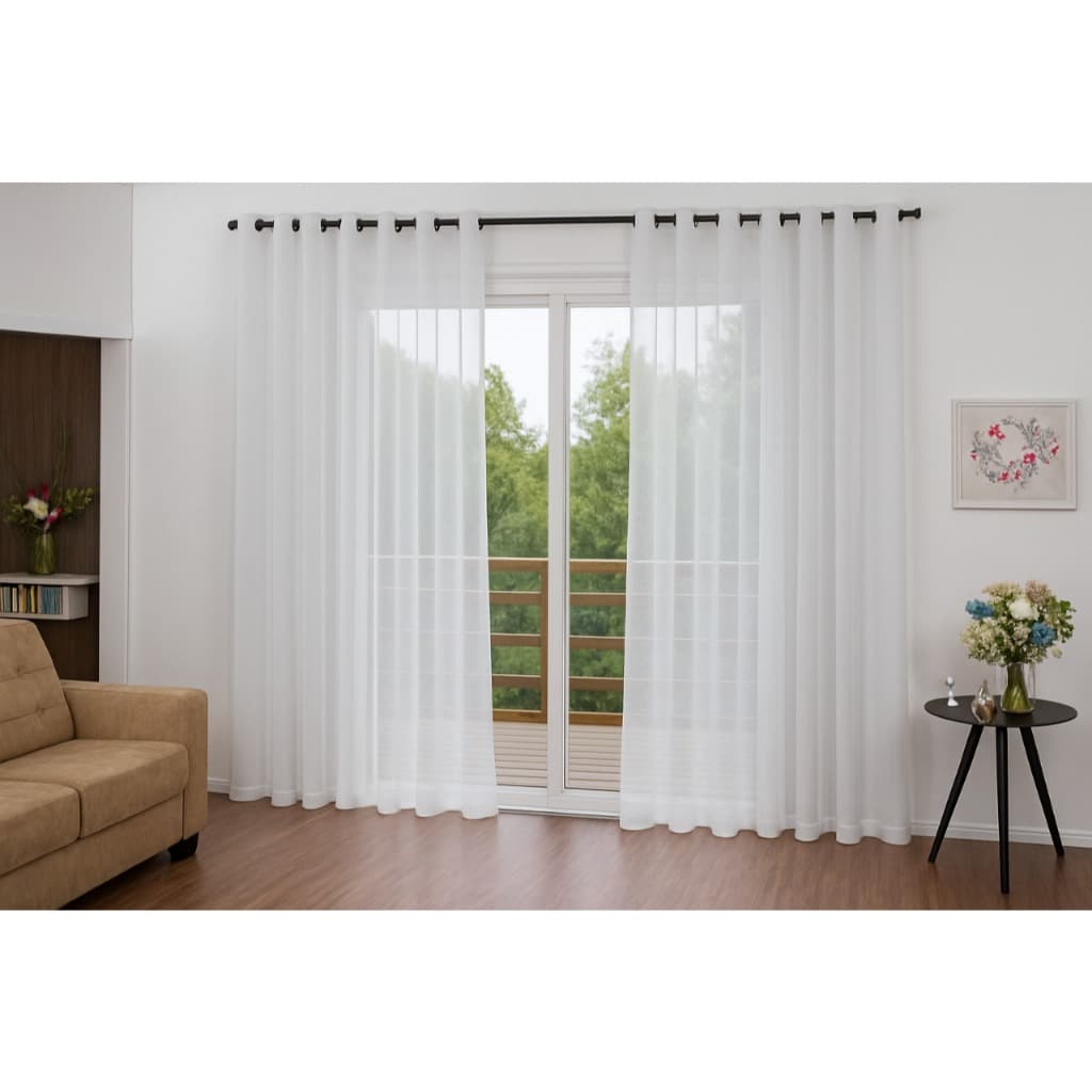 Cortina Voal Voil Branca 4,00x2,50 Sem Forro Para Janela Quarto Sala 100% Poliester