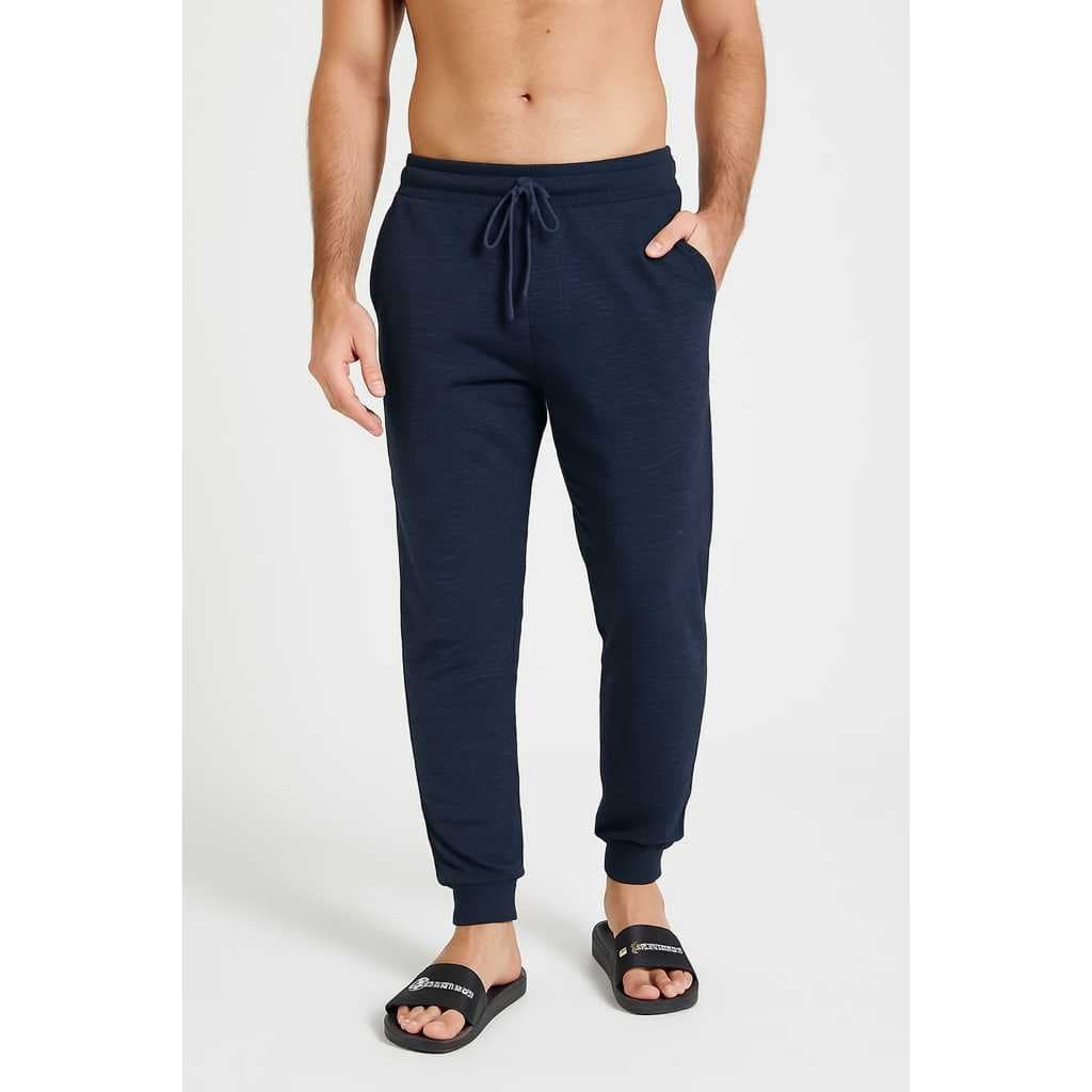 Calça Abrigo Jogger Street Moletom Amarração Regulável Azul Elastico