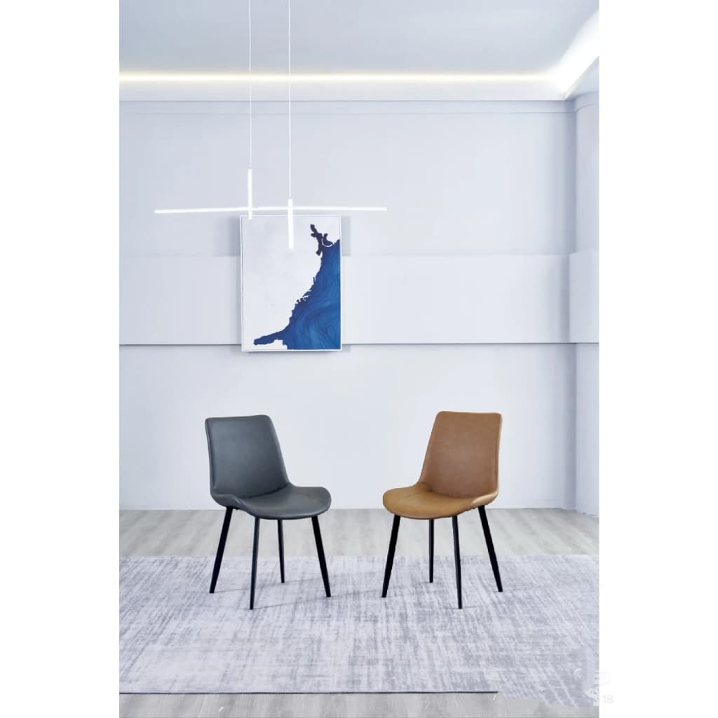 Conjunto de 2 cadeiras de jantar estofadas em couro sintético para cozinha e conferências, cadeira multifuncional