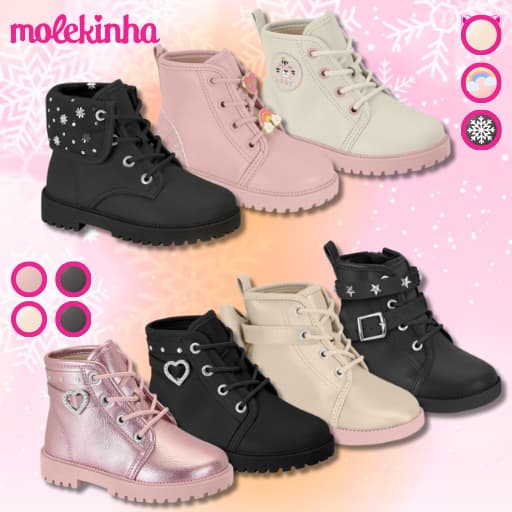 Bota Infantil Molekinha Napa Berlim Snow com Adorno de Coração Felpudo