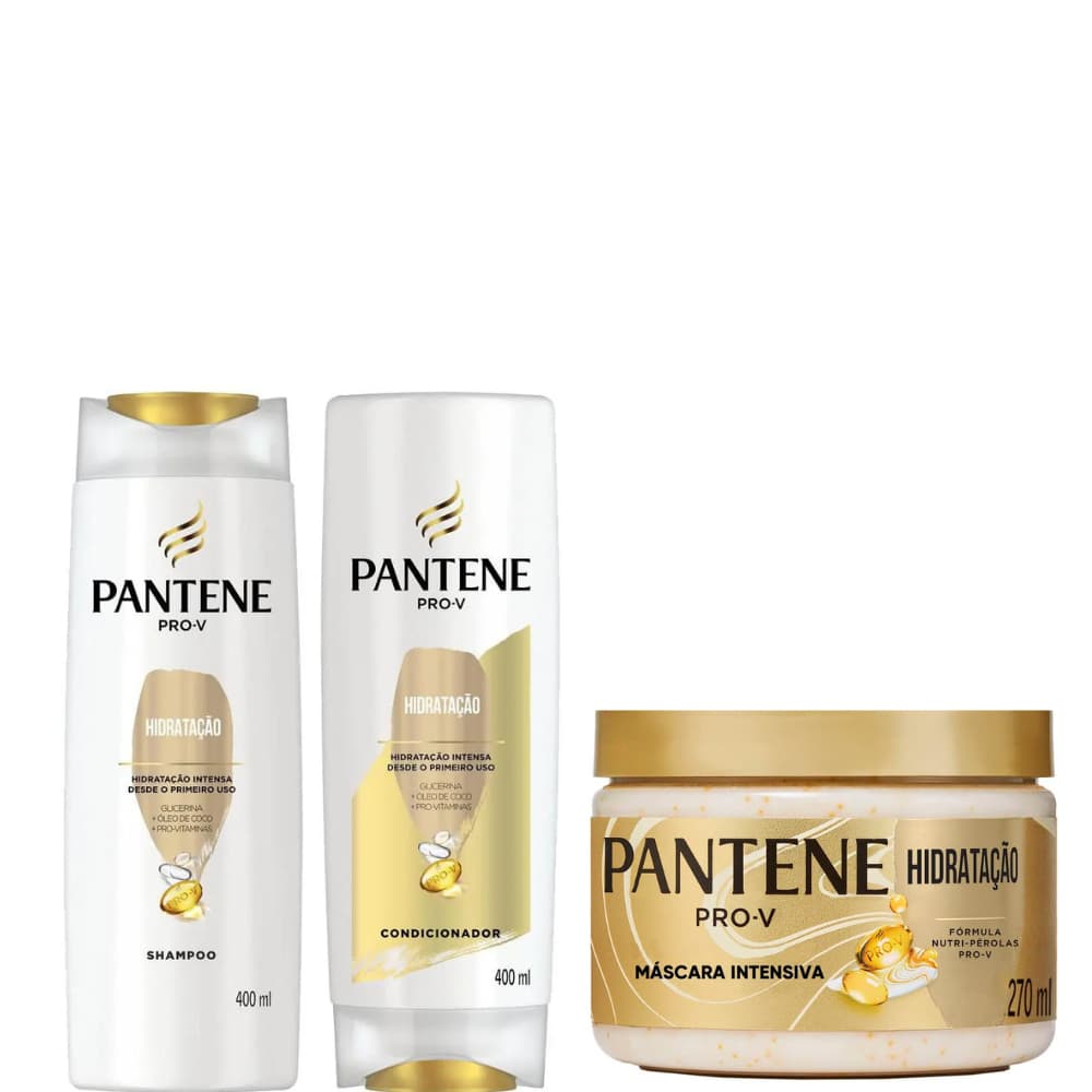 Kit Pantene PRO-V Hidratação Shampoo + Condicionador 400ml + Máscara de Tratamento 270ml