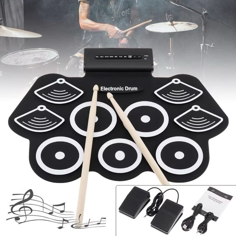 Bateria Eletronica Digital Musical Portátil Kit Completo Bateria Eletrônica Digital Tipo Tambor De Silicone