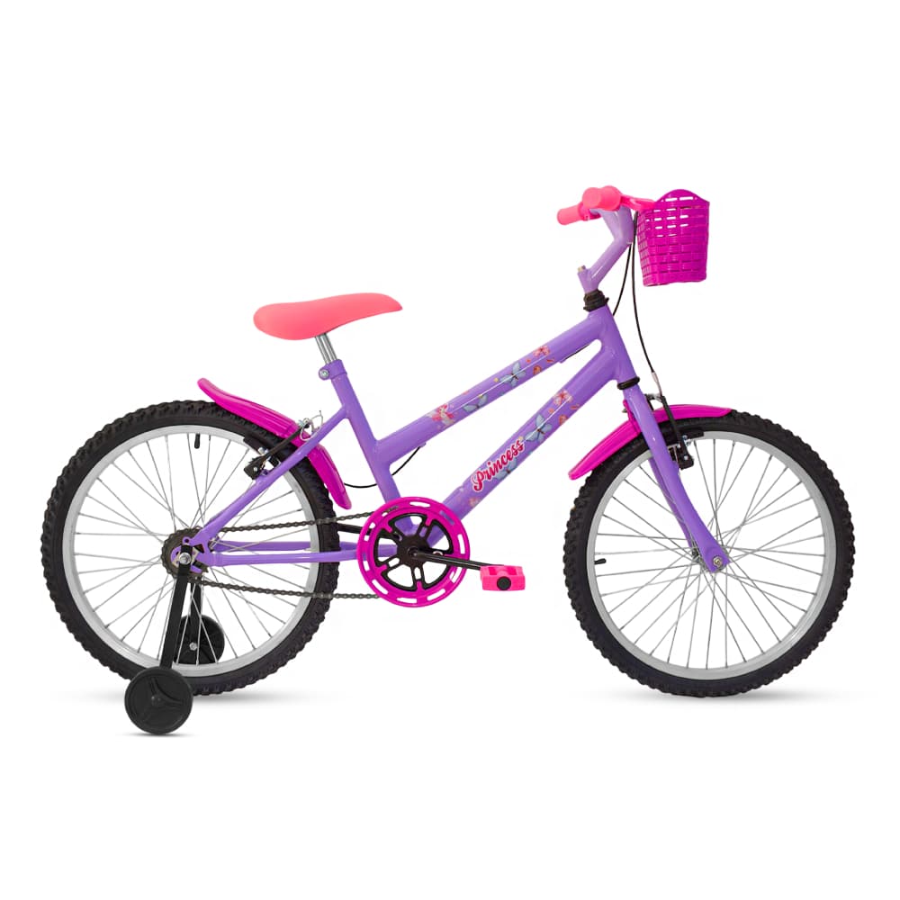 Bicicleta Infantil Feminina Aro 20 Com Cestinhas e Rodinhas Perfeita Para Meninas Aventureiras