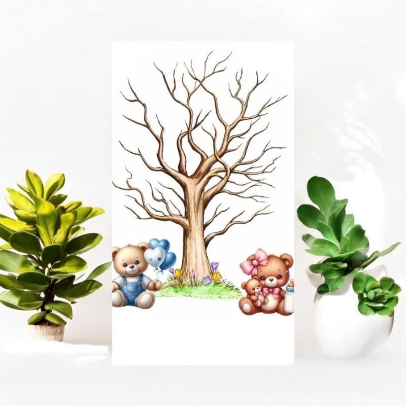 Quadro Decorativo Recepção de chá revelação Árvore Digitais Assinaturas