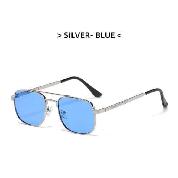 Moda Óculos De Sol Retro Double Bridge Metal Ins