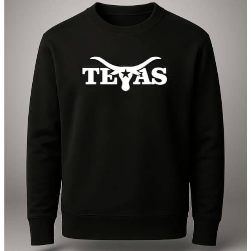 Blusa de Moletom Masculino  Gola Careca Boi Texas Blusa de Inverno Casaco Moleton