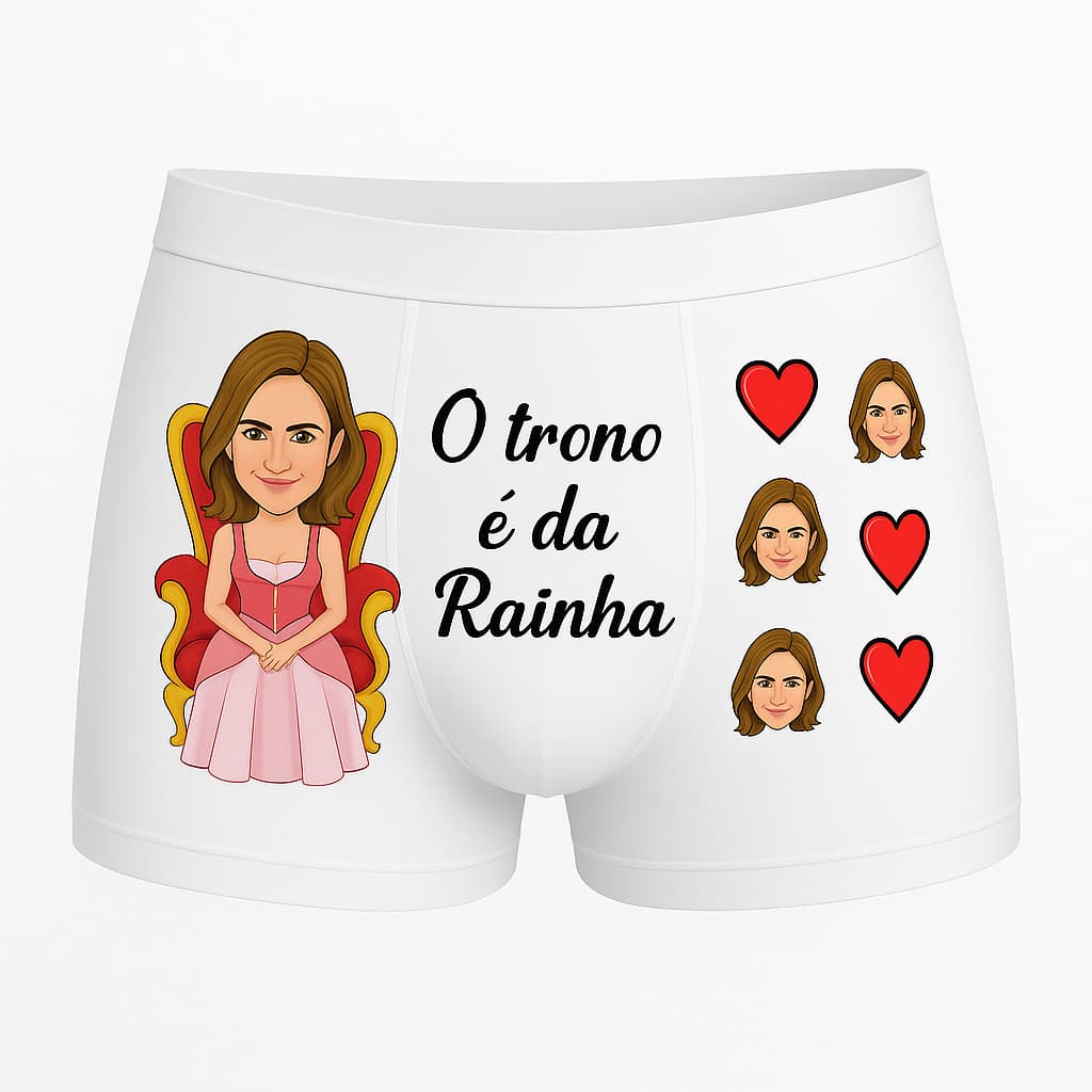 Cueca Personalizada com Caricatura – Modelo Atitude "Dona de Tudo" | Presente Divertido e Exclusivo