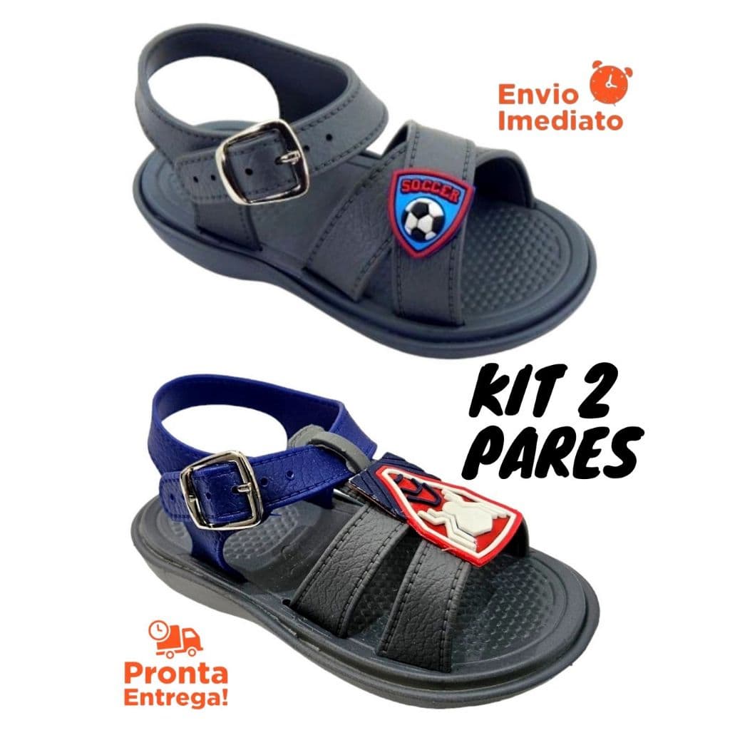 KIT 2 Pares Sandalia Baby Masculino Foot + Sandália Baby Menino Aranha