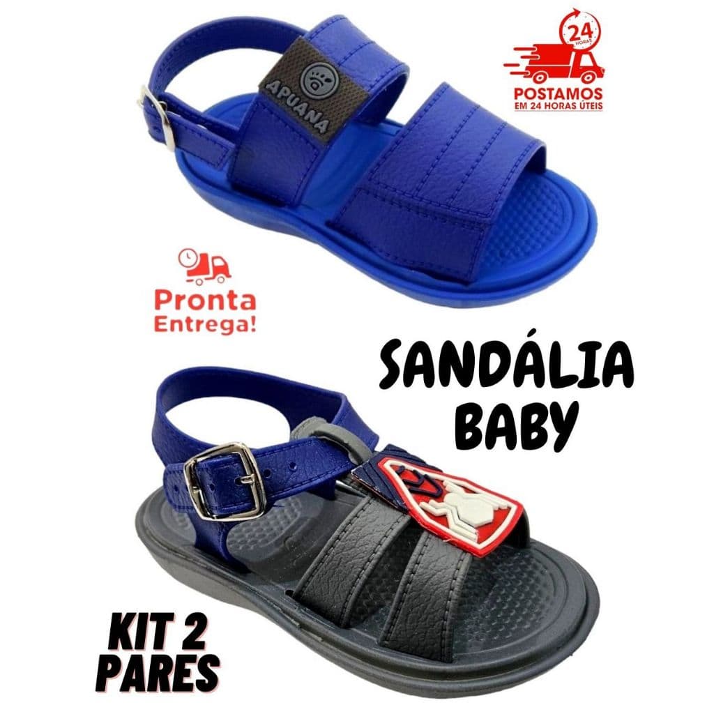 Kit 2 Pares Sandalia Baby Menino Apuana + Sandália Baby Masculino aranha Promoção