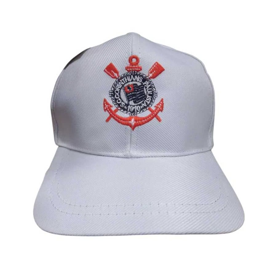 BONÉ DO CORINTHIANS BRANCO ABA CURVADA BORDADO