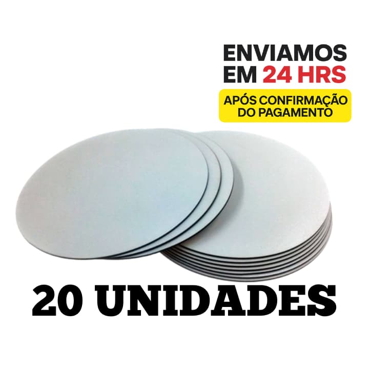 Kit 20 Cake Board para Bolo MDF 30cm Tabuleiro para Bolo 3mm Redondo
