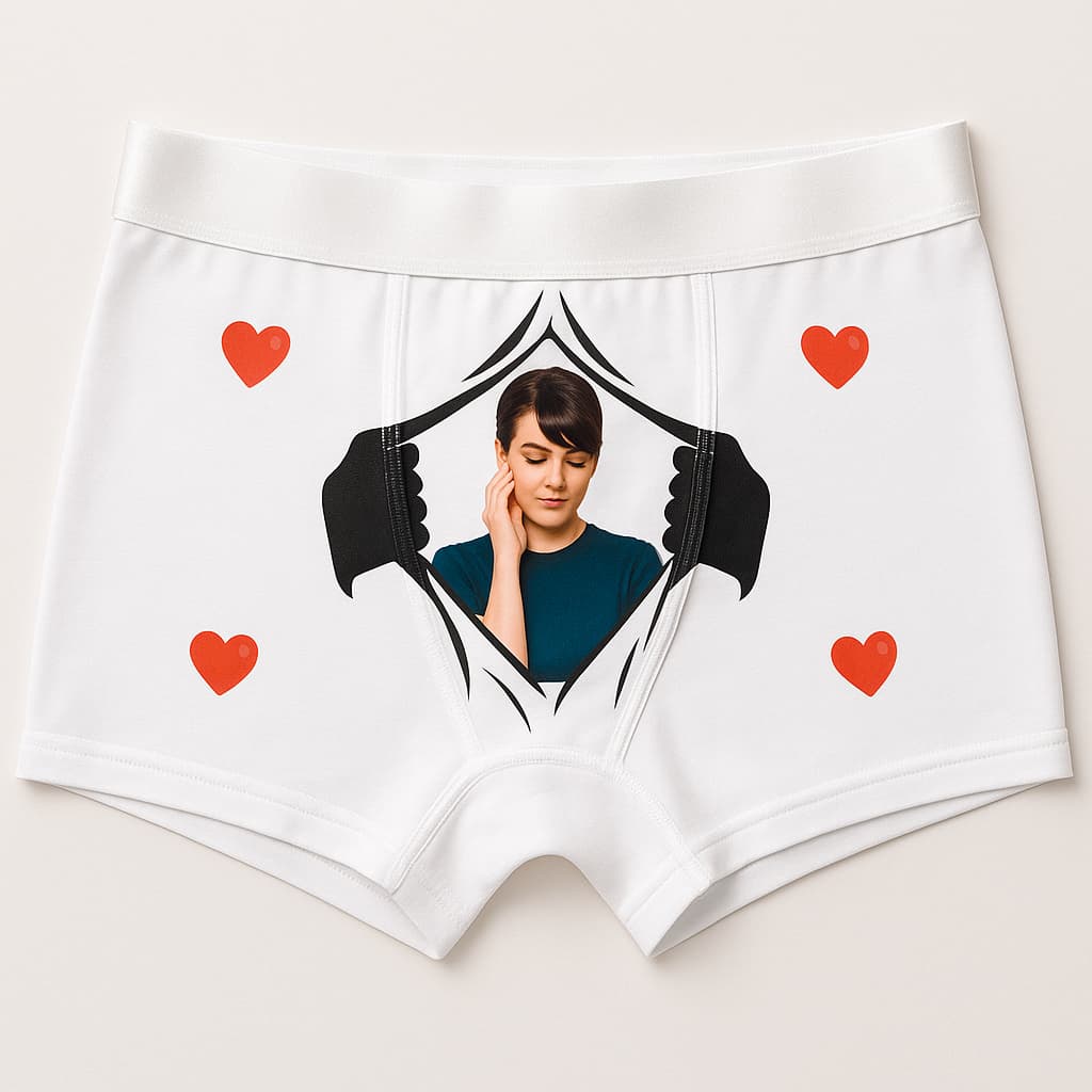 Cueca Personalizada com Caricatura – Modelo Rasgado com Foto | Presente Divertido e Criativo para Namorados