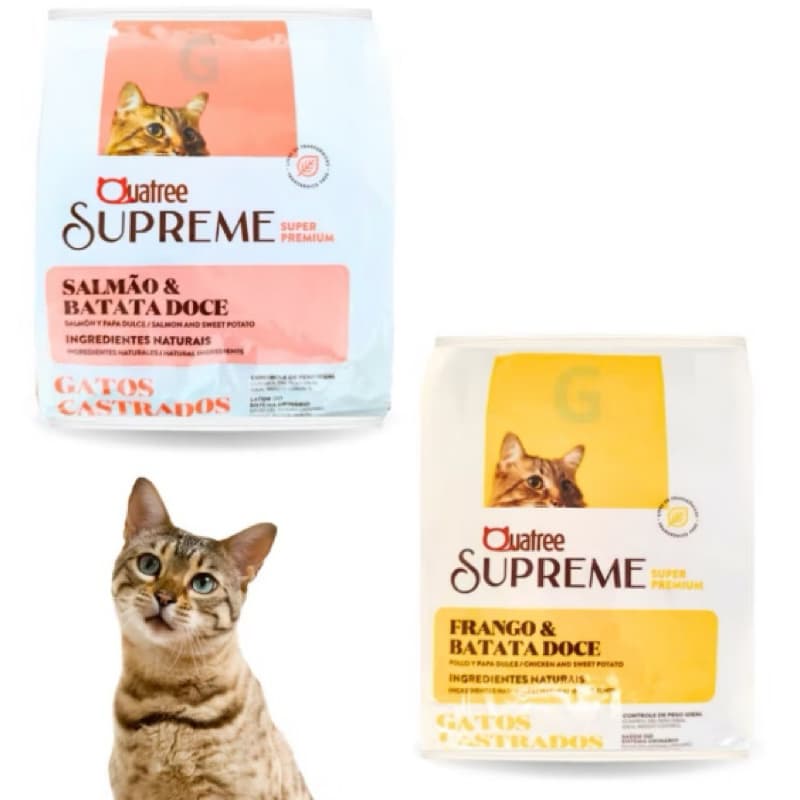 Ração Quatree Supreme gatos frango ou salmão ou filhotes