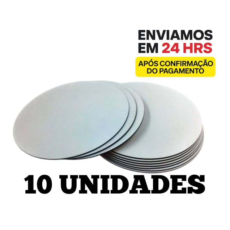 Kit 10 Cake Board para Bolo MDF 25cm Tabuleiro para Bolo 3mm Redondo