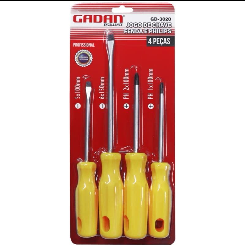 Kit chaves de fenda e chave Philips 4 peças