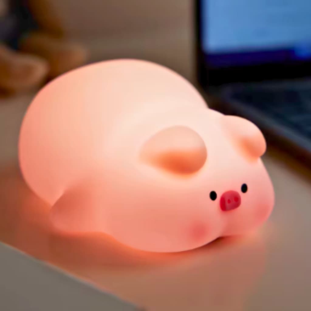 Luminária de Silicone Sensor De Toque RGBW Recarregável USB Panda Ovelha Porco