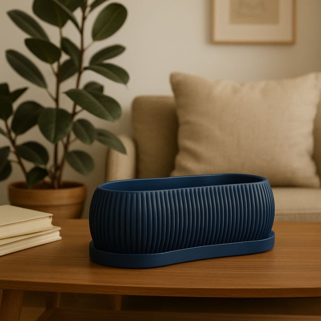 Vaso Nairobi Para Plantas Decoracão Casa Sala Ambientes Internos Azul Escuro