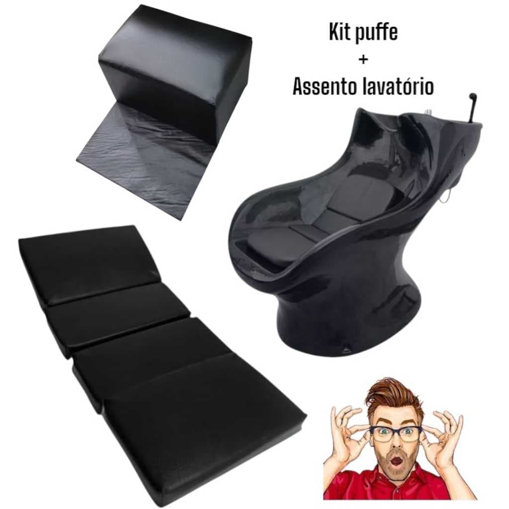 kit assento para lavatorio almofada encosto + baby bank cadeira barbeiro super oferta