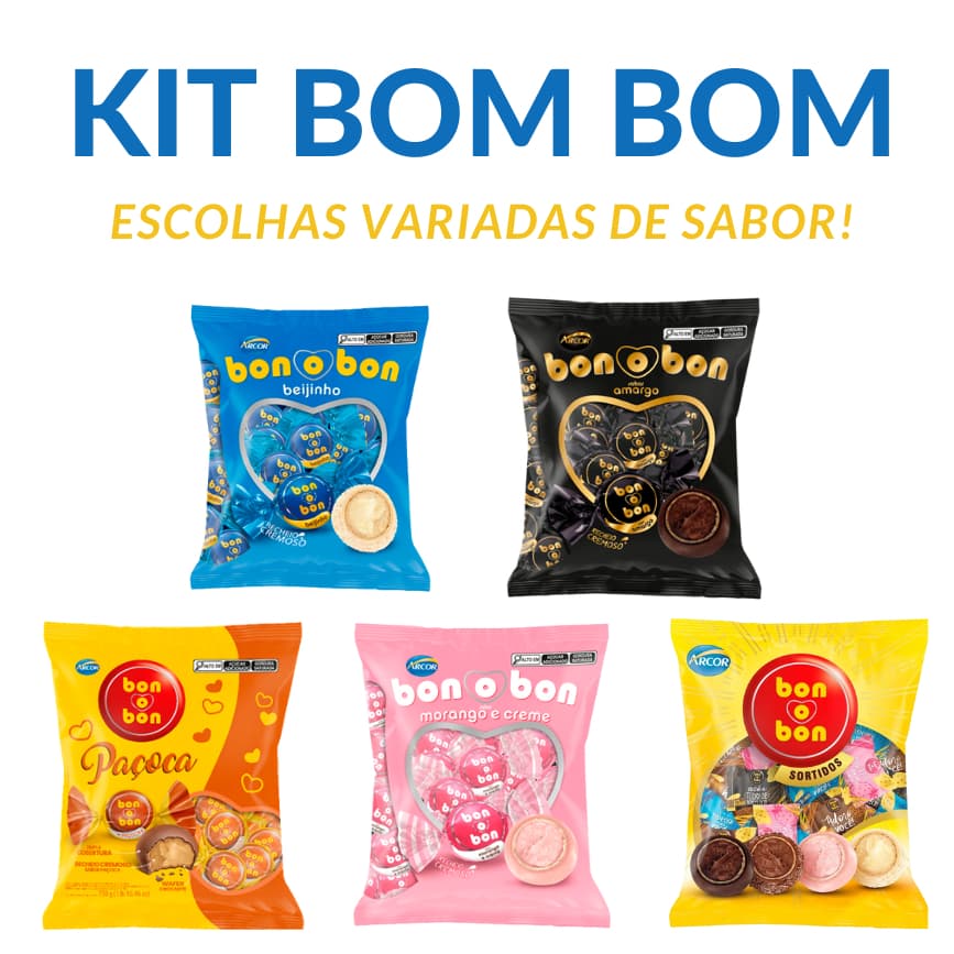 Kit 2 Bon o Bon /Bom Bom – 5 Sabores , 750g (50 Unidades) - Arcor