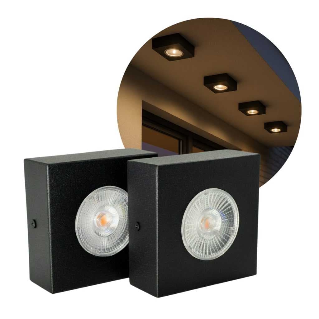 Spot Slim Sobrepor Led Alumínio Teto Beiral Laje Luminária Exterior Interior 1 Lâmpada Cor Preto Branco