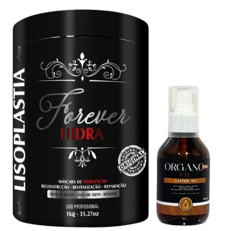 Máscara Forever Hidra 1kg + Óleo Vegetal Castor Oil 100ml – Força e Brilho