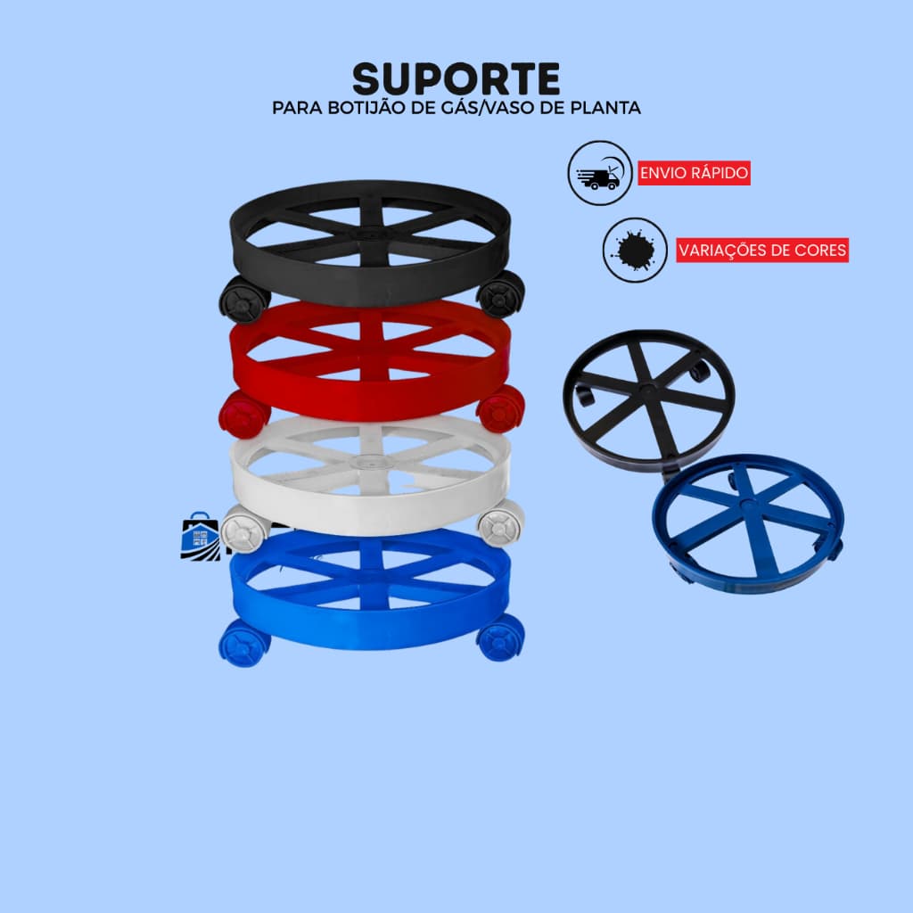 Suporte para botijão de Gás / vaso de planta com rodinha resistente