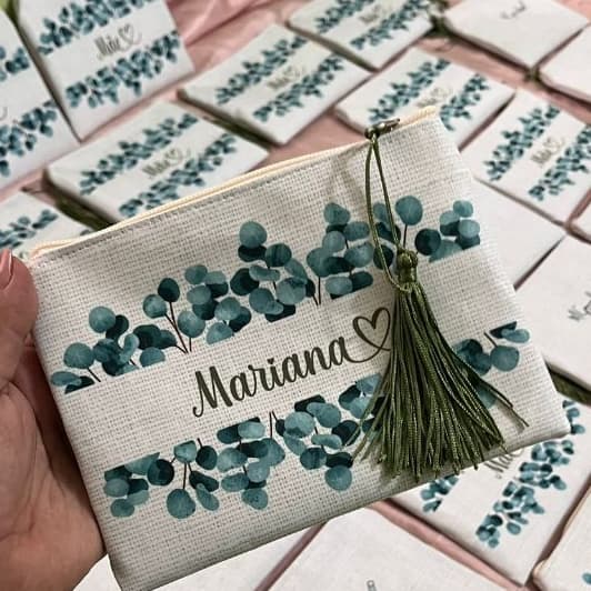 Necessaire Slim verde oliva personalizada com nome/presente, casamento, aniversário, madrinha, padrinho.