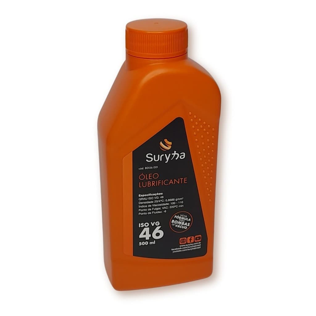 Óleo Lubrificante para Bomba de Vácuo ISO VG 46 Suryha 500ml Densidade: 20/4°C: 0,8686 g/cm3 VAC 220