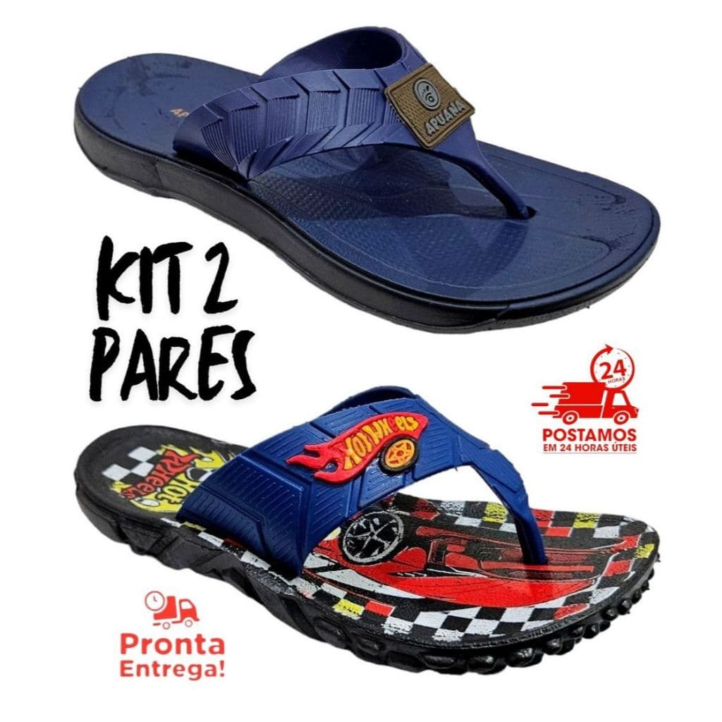Kit 02 Pares Chinelo Infantil Tratorato + Dedo frente