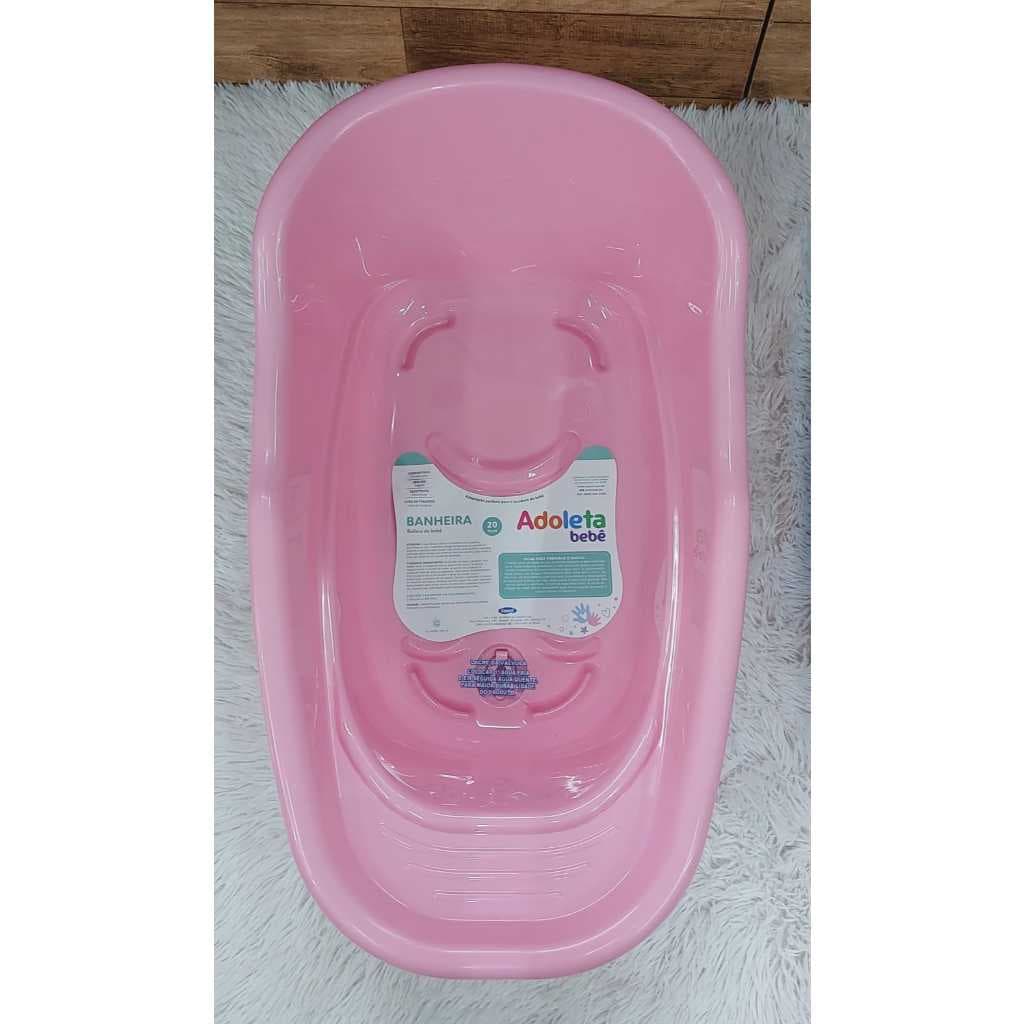 Banheira 20 Litros Adoleta Para Banho Bebê Rosa Azul