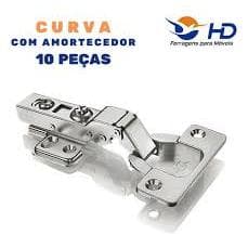 DOBRADICA CURVA COM AMORTECEDOR HD KIT COM 10 PEÇAS