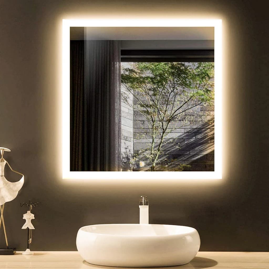 Espelho Premium Grande Com Led Borda Infinita 90cm Decoração Moldura Banheiro Com 3 Tons De Led Slim