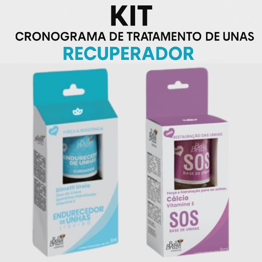 Kit Base SOS + Endurecedor de Unhas - Recuperador de Unhas Cronograma de Tratamento