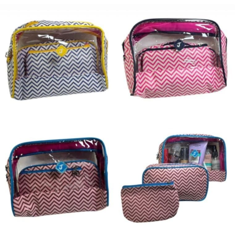 Conjunto De 3 Necessaire Organizador De Maquiagens E Cosmeticos Para Viagem