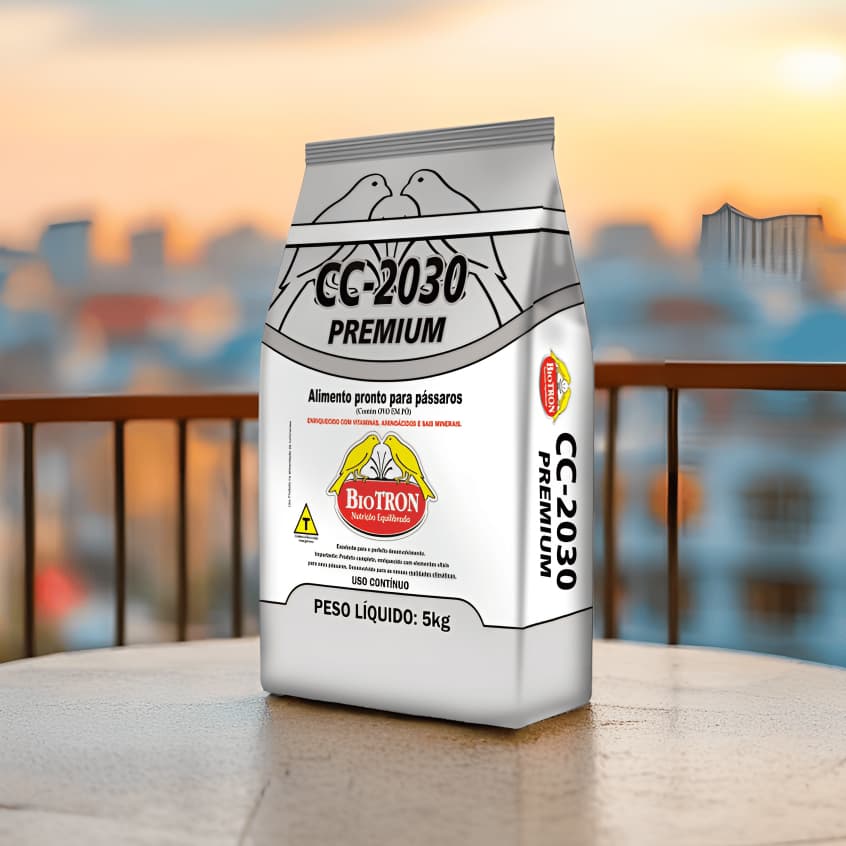 Farinhada Biotron CC-2030 Premium 5kg Pássaros Canários Nutrição Avançada Sem Pigmento C Probiótico