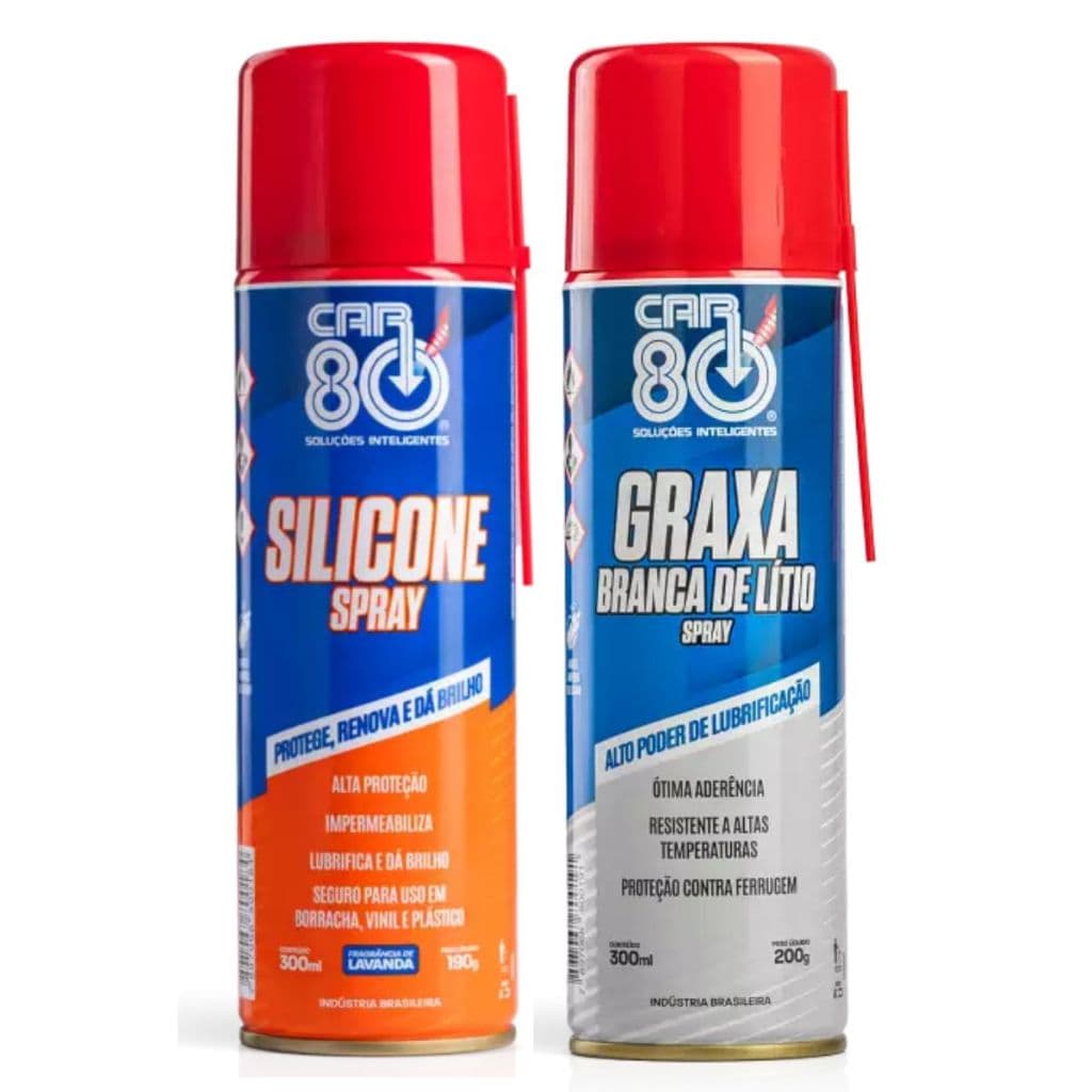 Kit Graxa Branca De Lítio Spray E Silicone Spray Car80