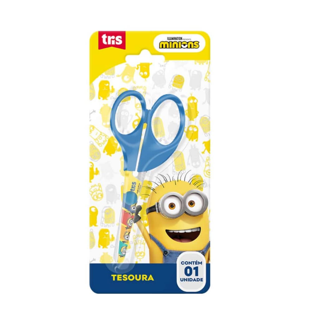 Tesoura Escolar Minions Lâmina Decorada 13cm - Tris
