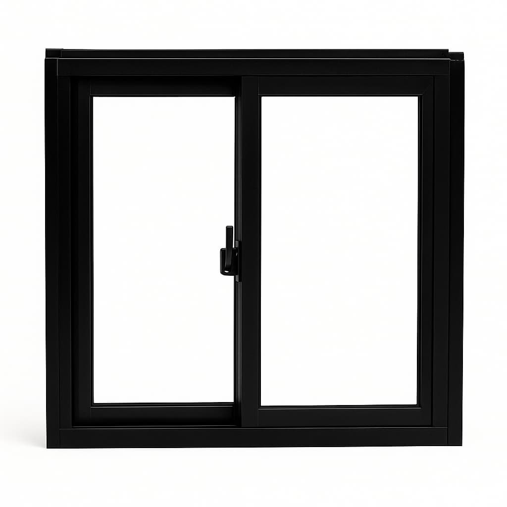 Janela 2 Folhas 1 Fixa e 1 Móvel De Correr  50x50 Preto Vidro Liso