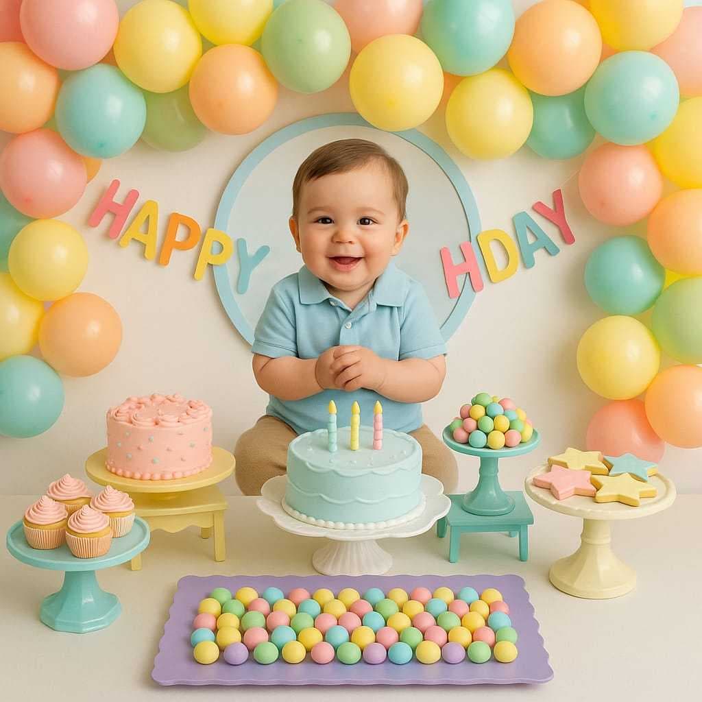 KIT Mesa Encantada Brilha Star 6PÇ Candy Color com 2 Mini Cake 1 Boleira 1 Bandeja e 2 Suporte Doces