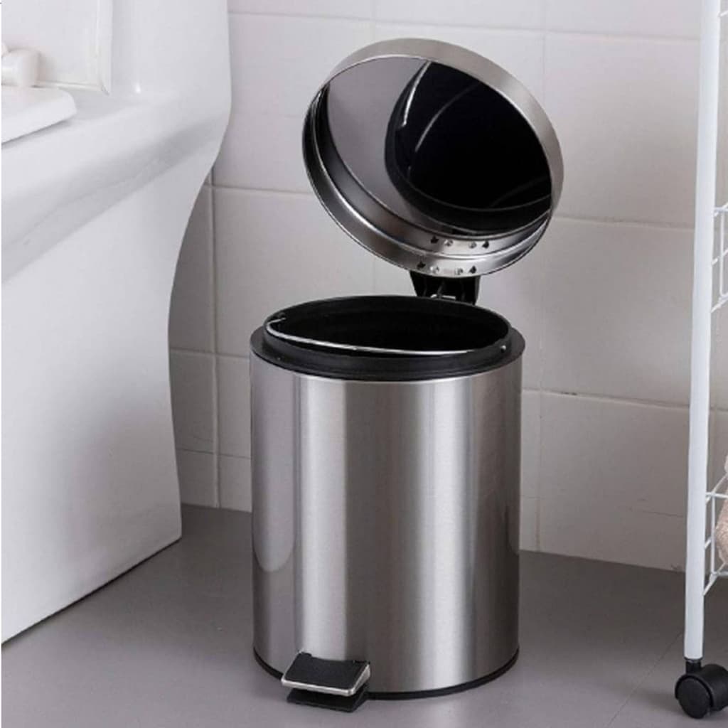 Lixeira Pedal Aço Inox Cesto Balde Removível Alça 3 5 e 12 Litros Lixo Cozinha Banheiro Escritório