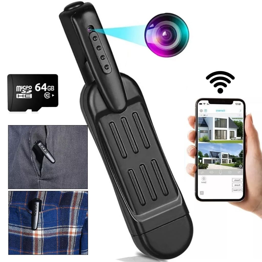 Mini Câmera Secreta Caneta WI-FI + 64GB Filmadora Full Hd 1080p Plug Bolso T18 Grava Vídeo Àudio