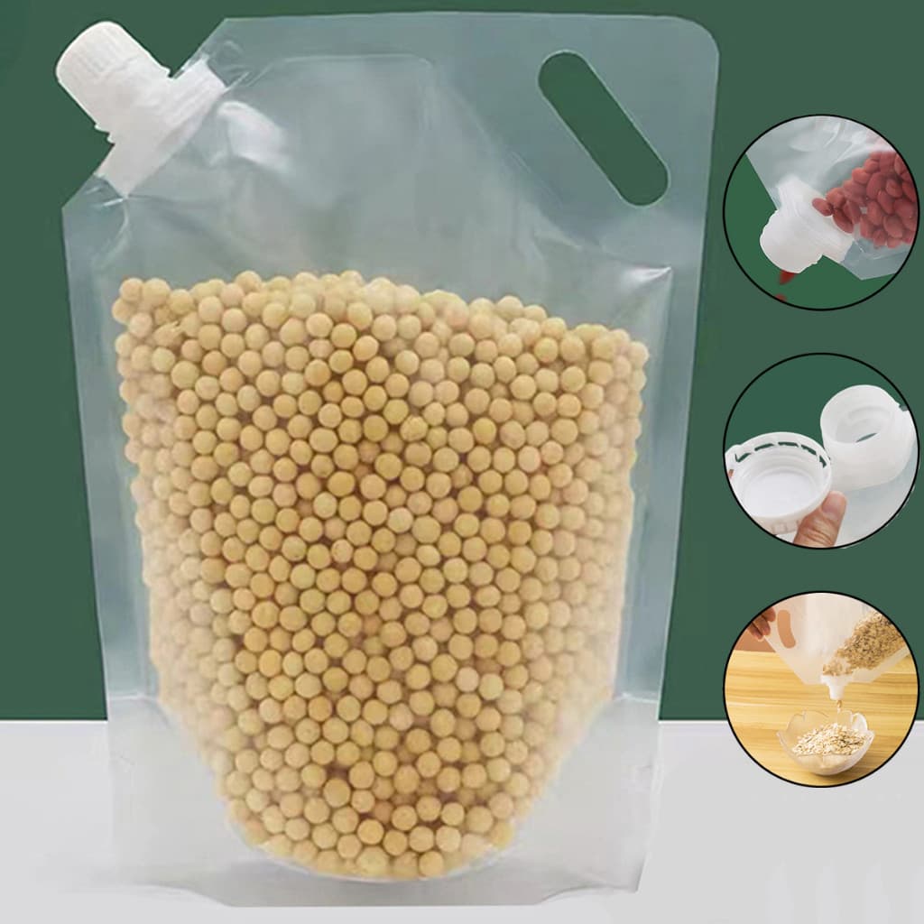 Kit Sacos com Tampa para Armazenar Líquidos Bebidas e Grãos  selado à prova de insetos transparente portátil