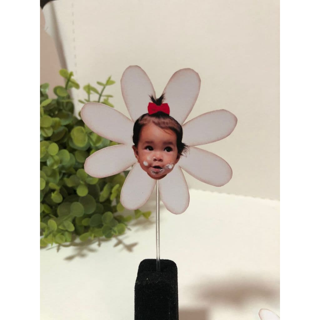 Tag Toper Para Docinhos Carinha Rosto Bebê Margaridas Festa Infantil Topo Bolo Decoração Fofa