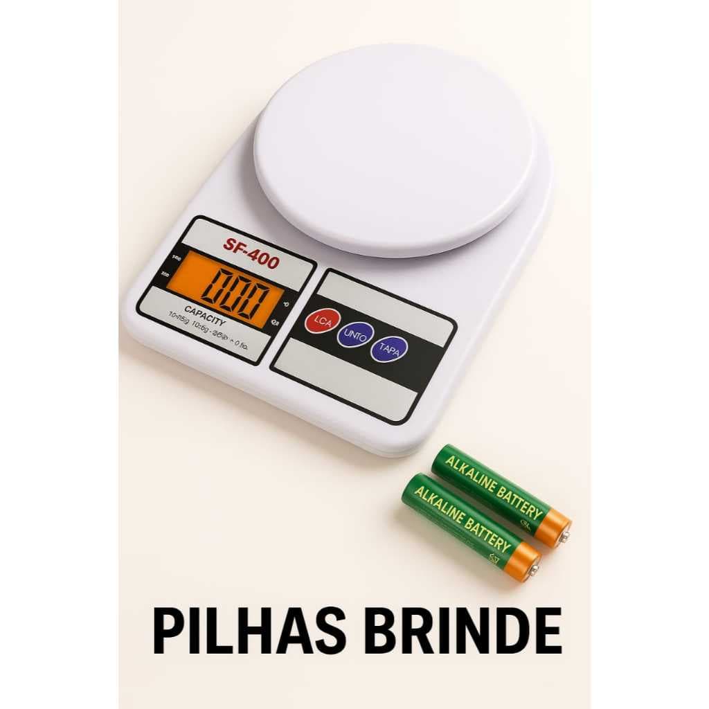 Balança Digital de Cozinha de Precisão 1g a 10kg + Pilhas Brinde - Ideal para Nutrição, Dieta e Pesagem de Alimentos